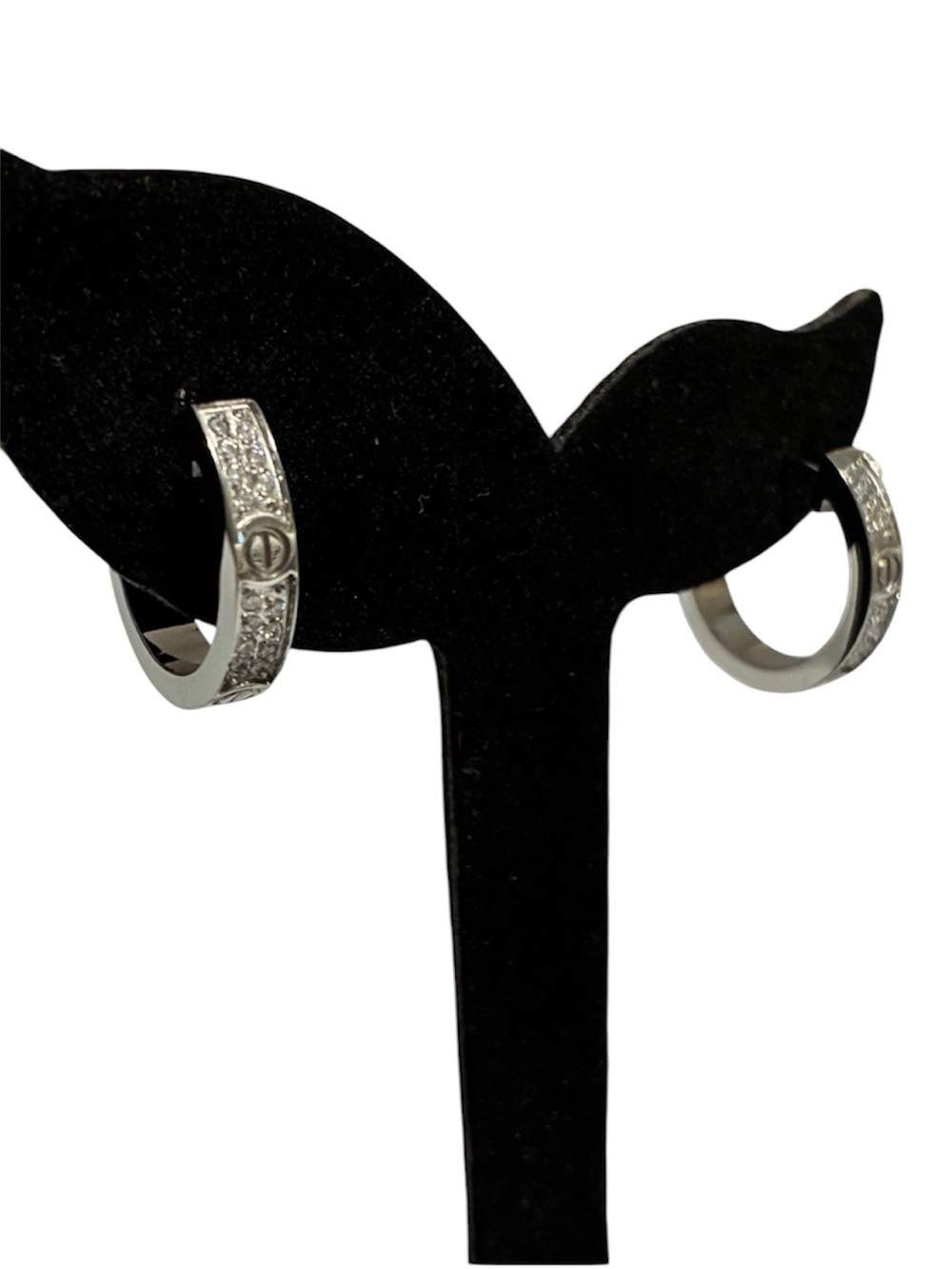 Vintage Classic Silver Pavé Hoop Earrings